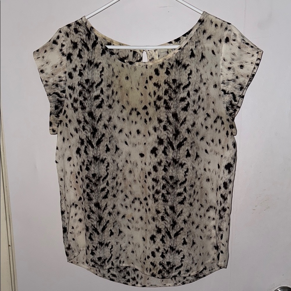 Joie Black and Gray Cap Sleeve Relaxed Blouse